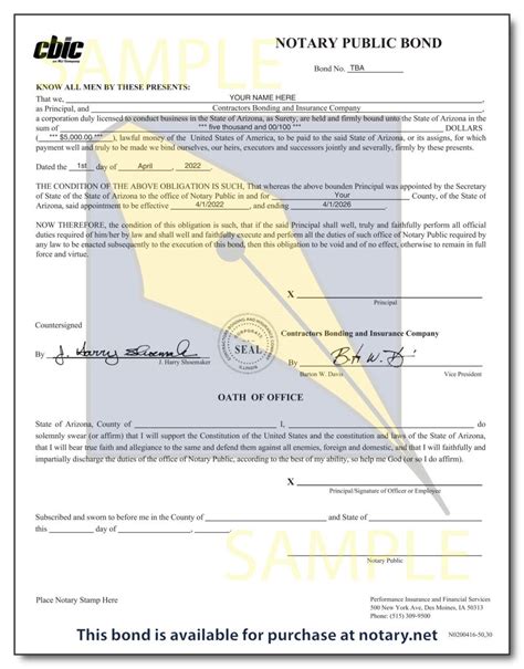 Arizona Notary Surety Bond