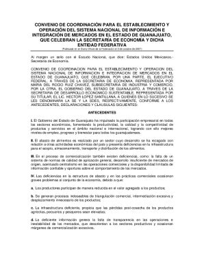 Fillable Online Convenio De Coordinacin Para El Establecimiento Y