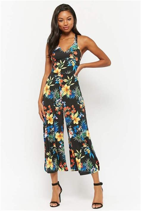 Forever 21 Tropical Print Palazzo Jumpsuit