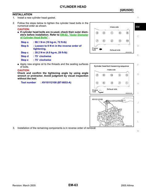 Nissan Altima Torque Specs Qanda On Head Bolt Torque And Cylinder Settings