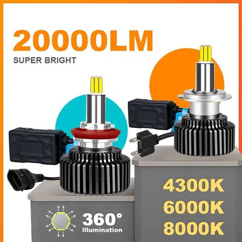 Buy H1 H7 LED 360 H4 20000LM HB3 HB4 9012 HIR2 Led H11 H8 9006 9005 Car