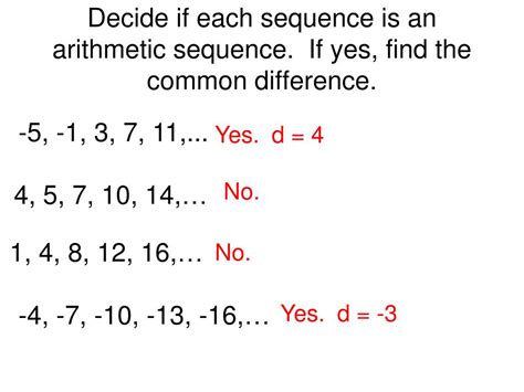 Ppt Find The Common Difference Of The Arithmetic Sequence 4 7 10 A68