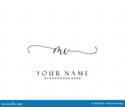 Initial MV Signature Logo Template Vector Stock Vector Illustration