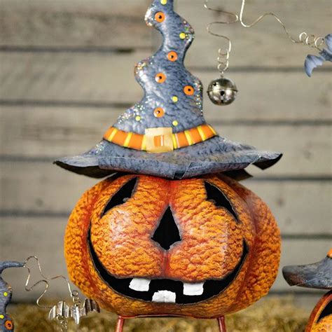 Set Of 3 Long Legged Witch Hat Wearing Jack O Lanterns Etsy Canada