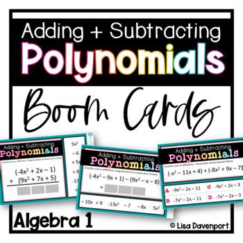 Add And Subtract Polynomials Boom Cards For Algebra By Lisa Davenport