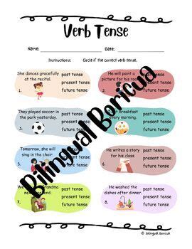 Verb Tense Past Present Future Worksheets Unit How Can I