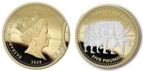 5 Pounds Elizabeth II VE Day Alderney Numista