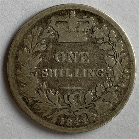 1844 Queen Victoria Silver One Shilling M J Hughes Coins