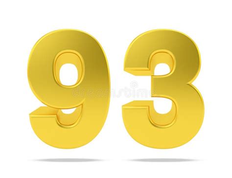 Gold Metal Number Ninety Three Isolated On White Background D