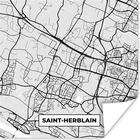 Poster Stadskaart Frankrijk Kaart Saint Herblain Plattegrond