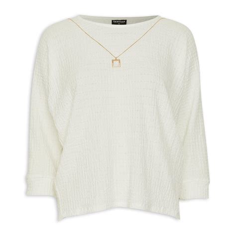 White Dolman Top With Necklace Inwear