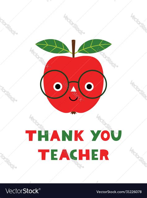 Thank you teachers day card with a cartoon red Vector Image