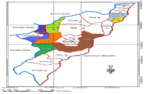 Map Of Adamawa State Showing Local Government Areas Interstate And