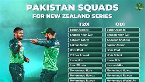 Pakistan Vs New Zealand Squads 2023 Players List For Pak Vs Nz T20 Odi