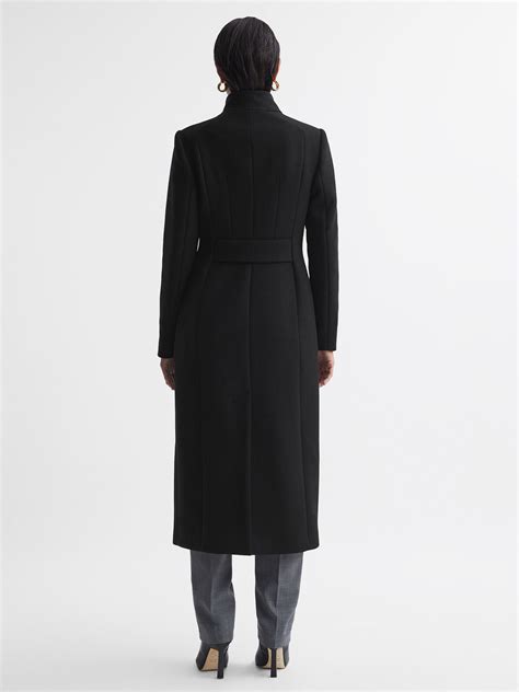 Tailored Wool Blend Longline Coat In Black Reiss