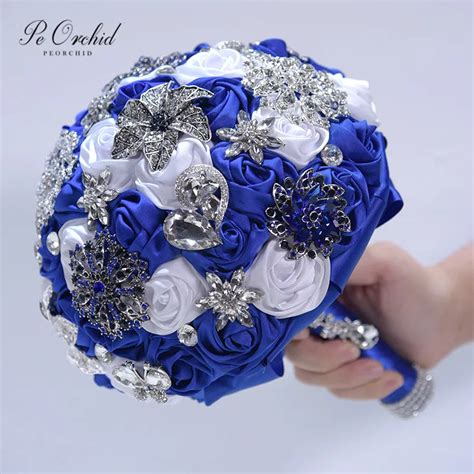 Broche De Boda De Color Azul Peorchid Ramo De Cristal Cinta De Ramos