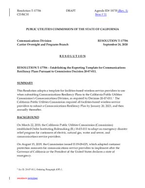 Fillable Online Docs Cpuc Ca Resolution T Draft Agenda Id