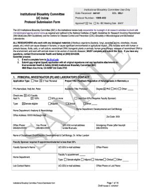 Fillable Online Ehs Uci Institutional Biosafety Committee UC Irvine