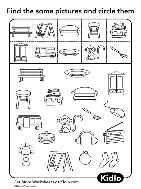 Circle The Same Pictures Worksheet 17