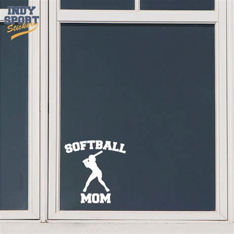 Softball Batting Silhouette Decal With Mom Text Indy Sport Stickers