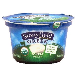 Stonyfield Organic 0% fat plain greek yogurt 5.3oz