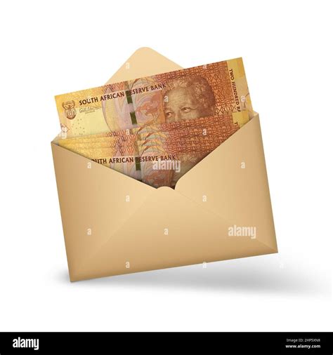 200 South African Rand Notes Inside An Open Brown Envelope 3D