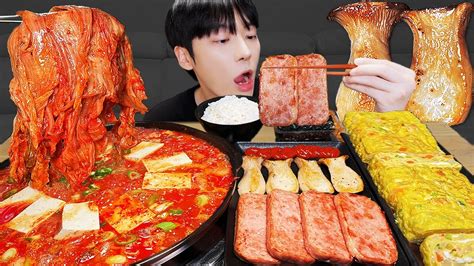 Asmr Mukbang 집밥 직접 만든 김치찌개 And 레시피 계란말이 스팸 버섯 먹방 Kimchi Jjigae Korean