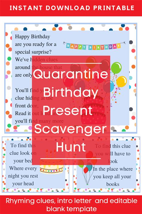 Instant Printable Quarantine Birthday Present Scavenger Hunt Is Perfect