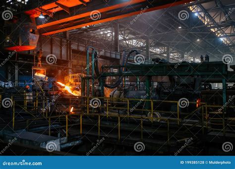 Iron Pipe Casting Machinery Production Of Cast Iron Pipes Stock Photo