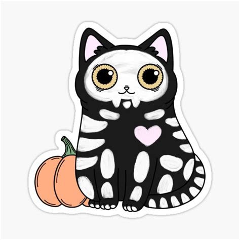 Skelecatal Sticker For Sale By Kirstykartoons Redbubble