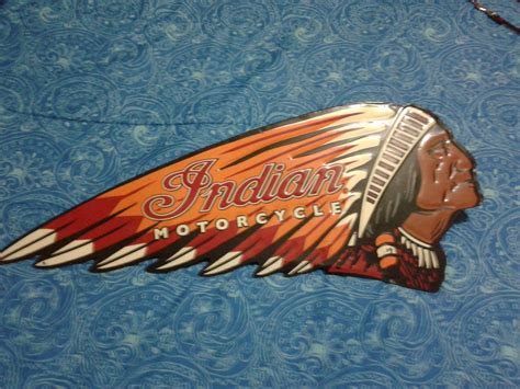 Indian Motorcycle Embossed Metal Sign 22 Inches Long Ebay