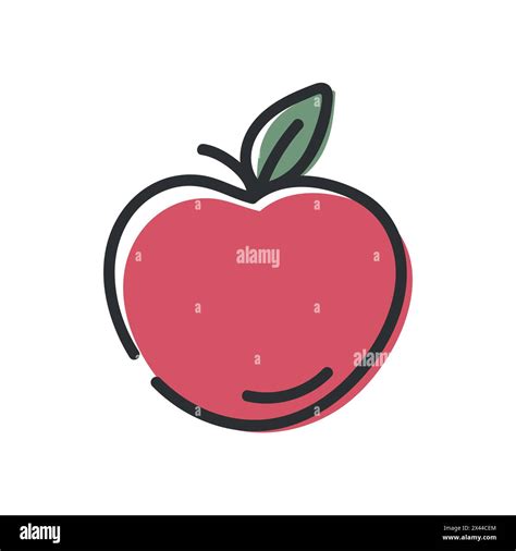Apple Line Icon Apple Outline Isolated On White Background Vector