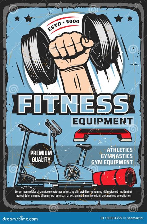 Fitness And Sport Training Equipment Store Poster Stock Vector