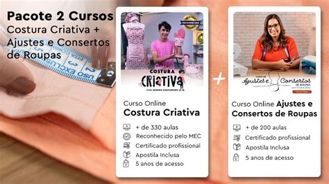 Pacote 2 Cursos Costura Criativa Ajustes E Consertos De Roupas