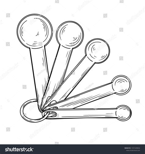 Sketch Different Measuring Spoons Isolated On Stock Vector Royalty