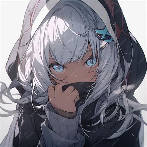 Anime Girl With Long White Hair And Blue Eyes