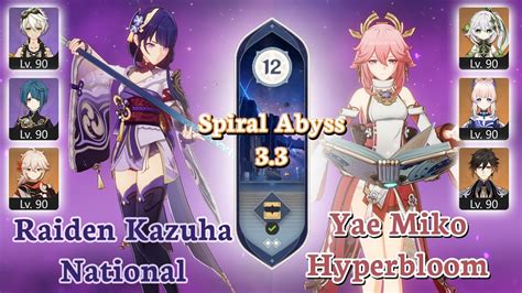 Spiral Abyss 3 3 Floor 12 Raiden Kazuha National Yae Miko