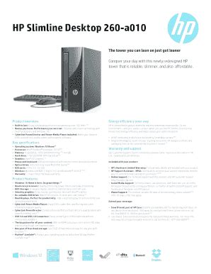 Fillable Online HP Slimline Desktop 260 A010 Fax Email Print PdfFiller