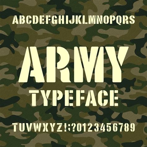 Military Stencil Alphabet Font Type Letters And Numbers On Distressed