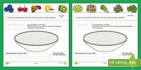 Salad Recipe Activity Sheets