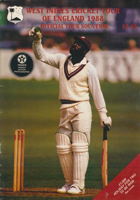 West Indies Cricket Tour Of England 1988 Official Tour Souvenir