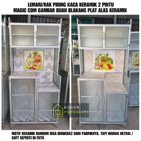 Jual Khusus Bogor Rak Piring Lemari Piring Kaca Keramik Pintu Mc