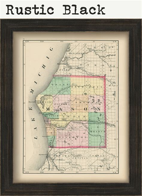 Mason County Michigan 1873 Map Replica Or Genuine Original Etsy
