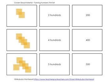 Montessori Math Golden Beads Decimal System Place Value Set 1 Printable