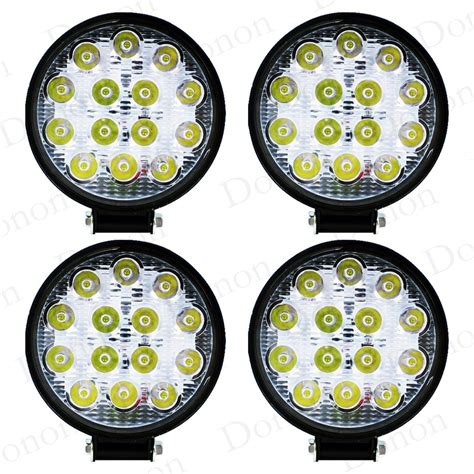 Kit 4 Farol Led Redondo Milha 42w 14 Leds Carro Jeep 12v 24v Shopee