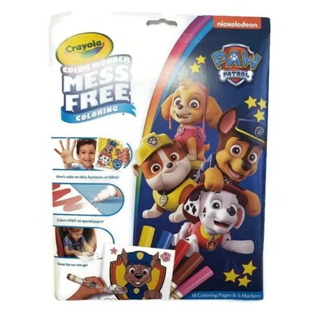 Crayola Color Wonder Paw Patrol Coloring Book Page Markers Mess Free