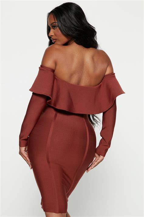 Bandage Midi Dress Rust Fashion Nova Dresses Fashion Nova