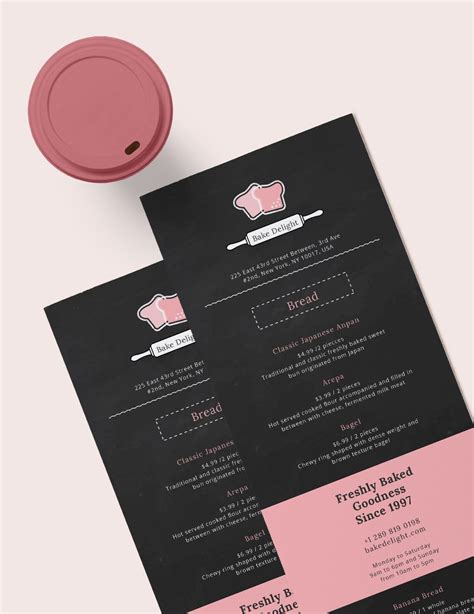 Bakery Menu Template In Illustrator Pages Psd Publisher Word