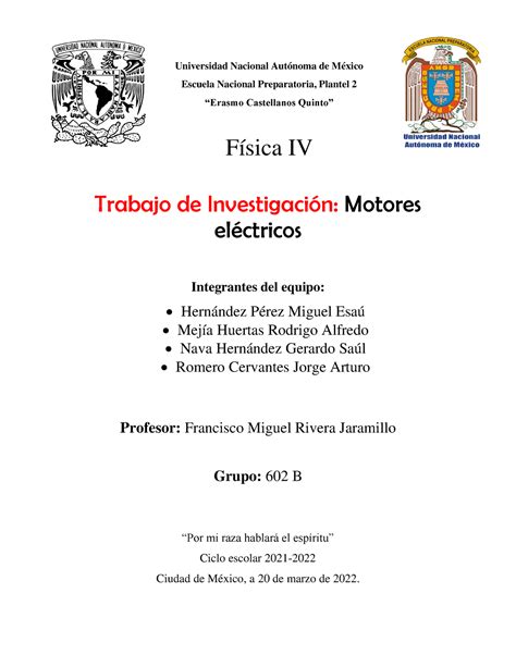 Trabajo Motores Electricos Universidad Nacional Aut Noma De