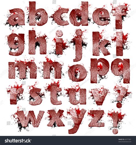 Set Bloody Fingerprint Letters Artwork Isolated Stock Illustration